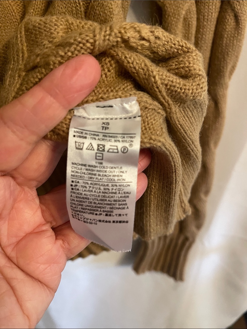 Banana Republic Cable-Knit Crewneck Sweater in Camel/Tan - Picture 3 of 10